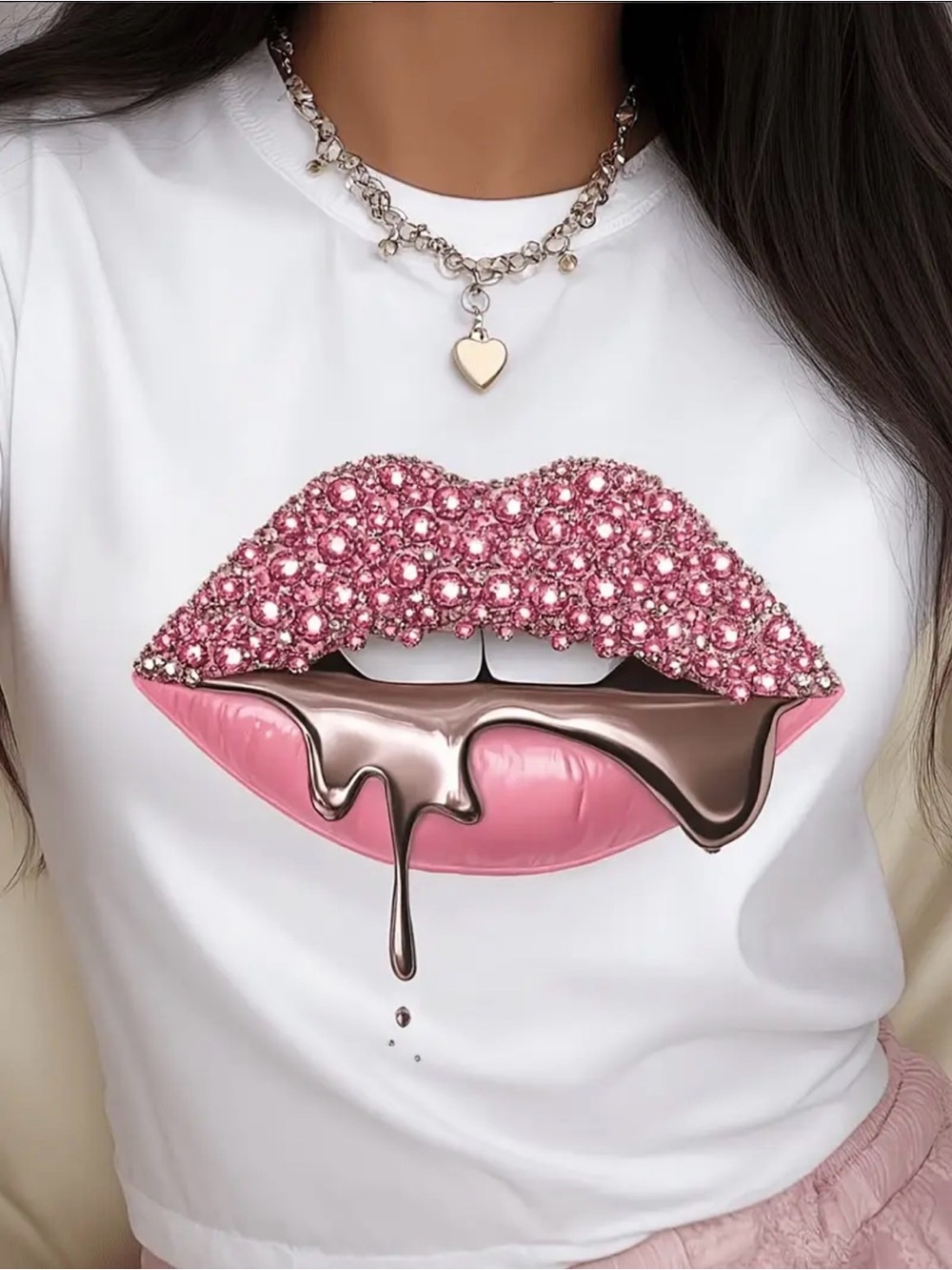 Women's Graphic Lip Print Tee